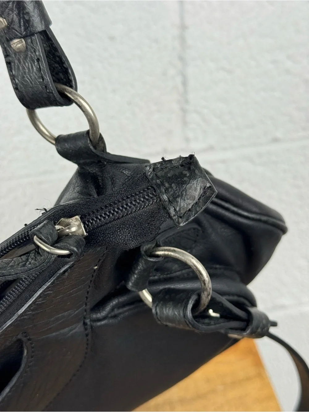 Roberto Cavalli Freedom Vintage Y2K Black Leather Shoulder Bag
